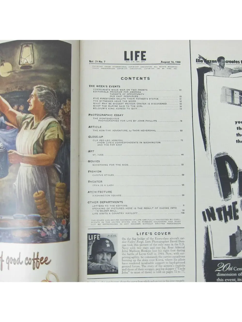 LIFE Magazine August 1950 Peg-Leg Admiral John Hoskins, Korean War, Marie Wilson